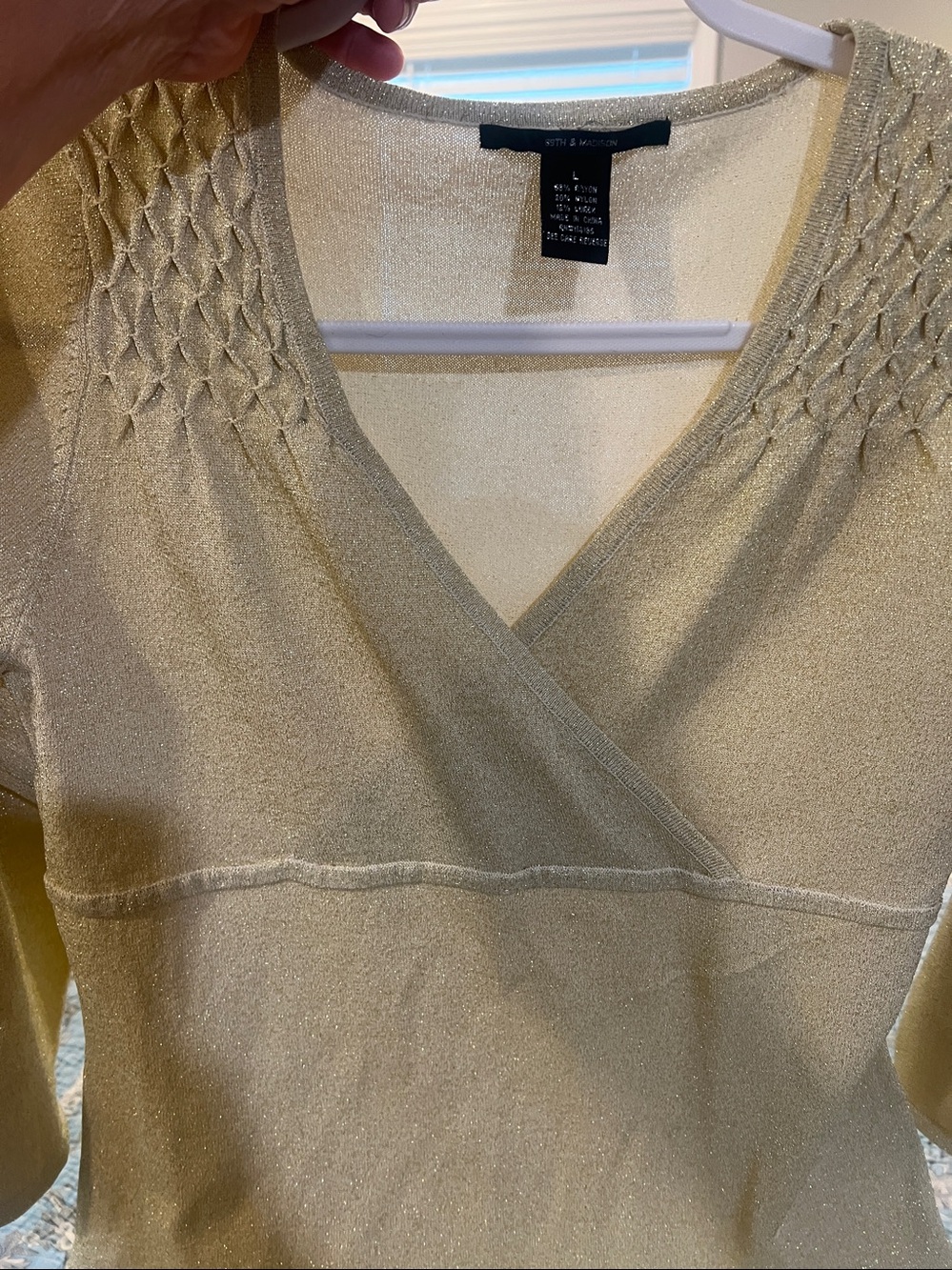89th & Madison Gold Wrap-Style 3/4 sleeve tunic size large